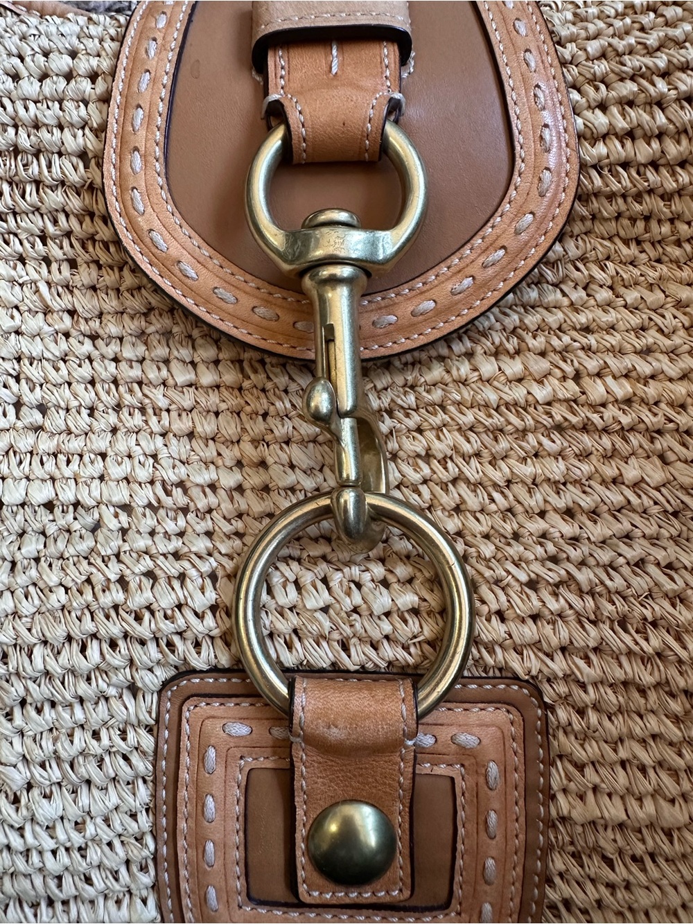 Coach Straw and Tan Woven Hobo Bag - Picture 6 of 11